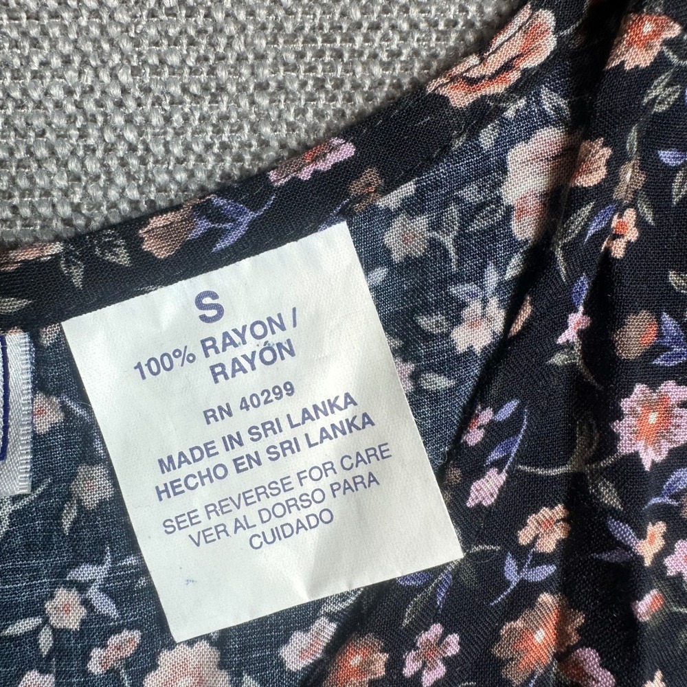 Erika & Co Maxi Dress Womens Small Navy Floral  Rayon Side‎ Tie Boho - Picture 11 of 12